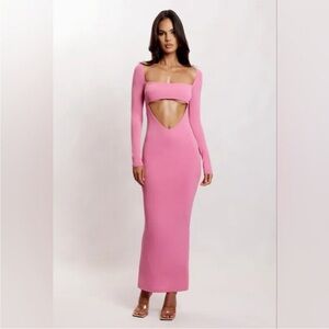 Meshki Pink Long Sleeve Cut-Out Dress
